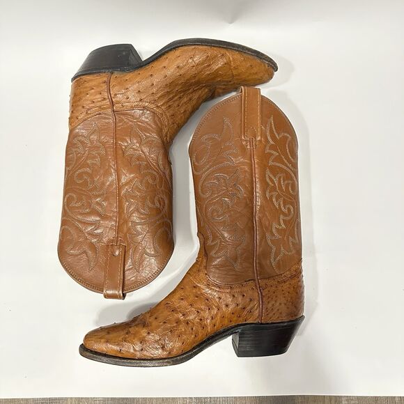 Dan Post Ostrich Leather Cowboy Boots Womens Size 7 Pin Quill DP2987 Western - Picture 14 of 14